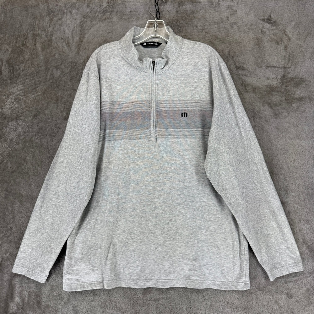 TravisMathew Pullover Men XXL 1/4 Zip Grey Striped EUC